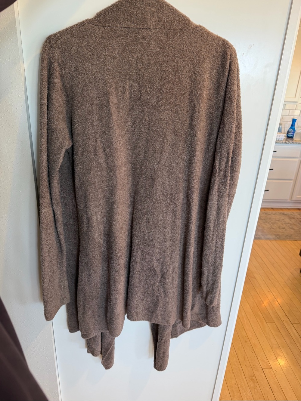 Barefoot Dreams Bamboo Chic Lite L/XLWomen's Taupe Open Hi/Lo Cardigan - Picture 2 of 5